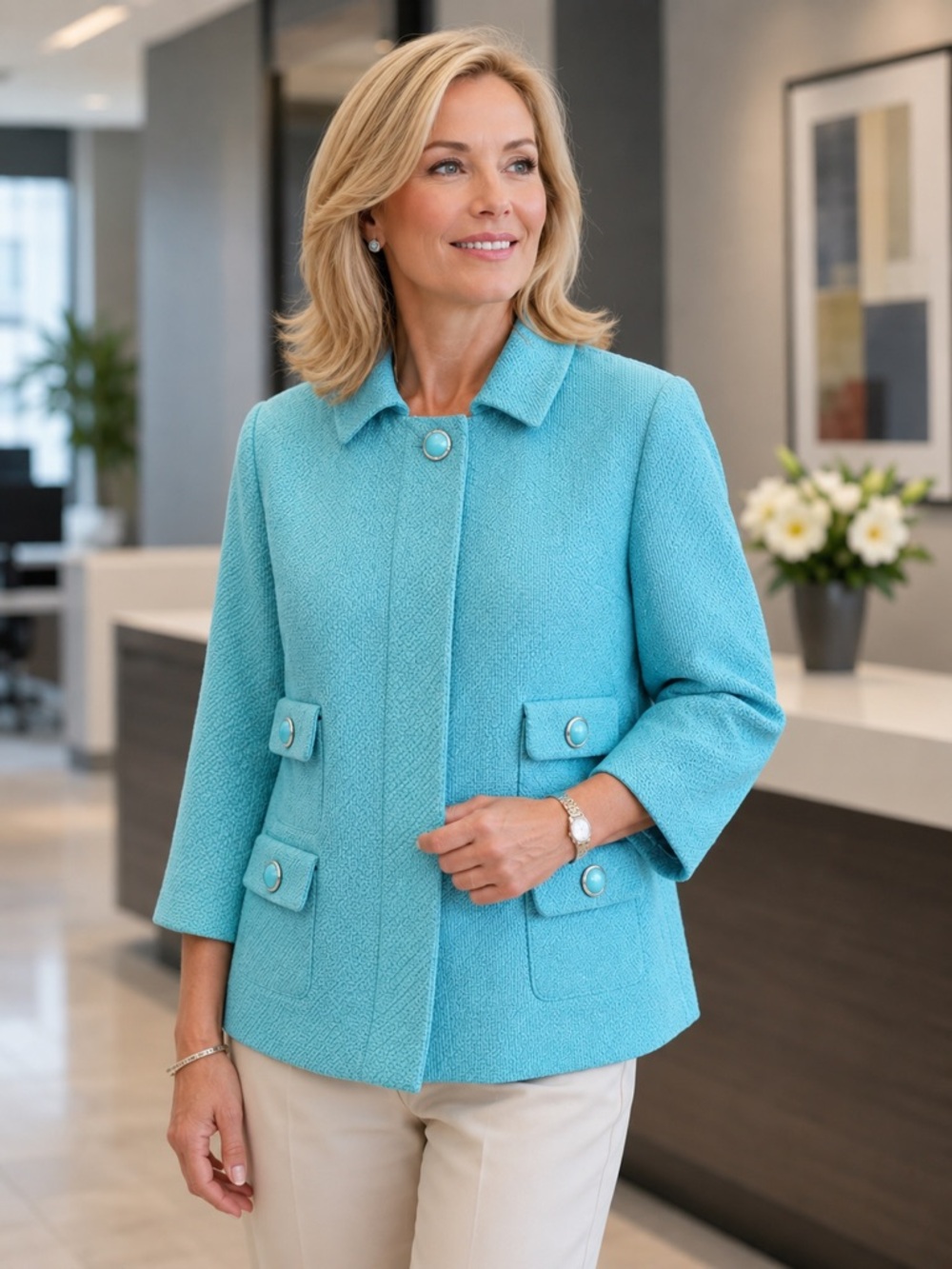 Talbots Petites Wool Blend Blazer Jacket Lined Teal Blue Sz 16P